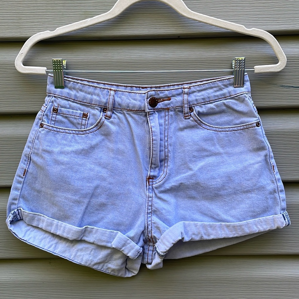 Light Wash High-Rise Cuffed Jean Shorts